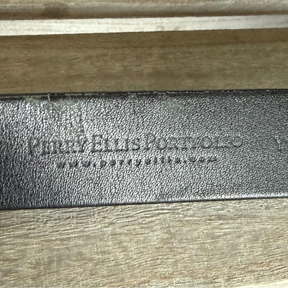 Perry Ellis Portfolio Men's Black Full Grain Cowhide‎ Belt Silver Buckle 44